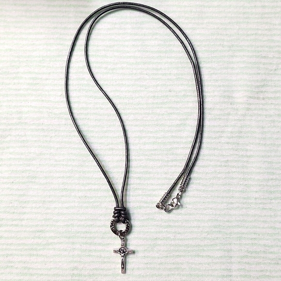 Genuine Leather Crucifix St. Benedict Pendent! - Picture 3 of 4